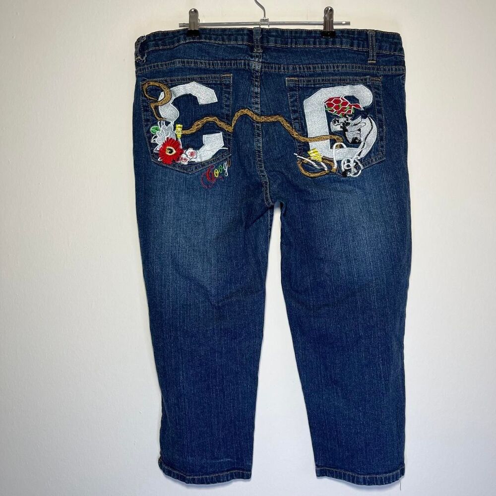 Coogi 00s Y2K Embroidered Capri Jeans Denim Size 17 18 Waist 37" Vintage